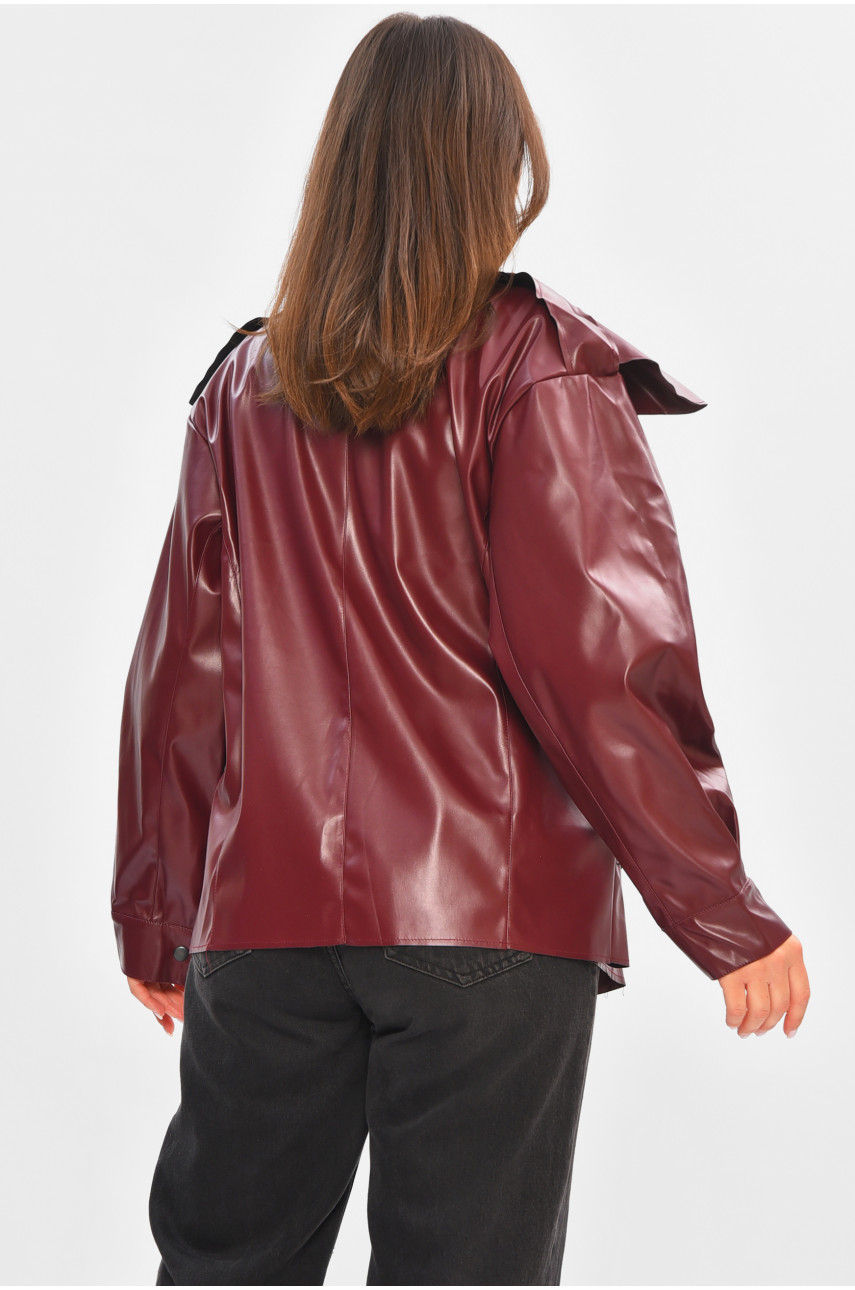 Жіноча куртка з еко шкіри бордового кольору 9316 205286 Жіноча куртка з еко шкіри бордового кольору 9316 205286
