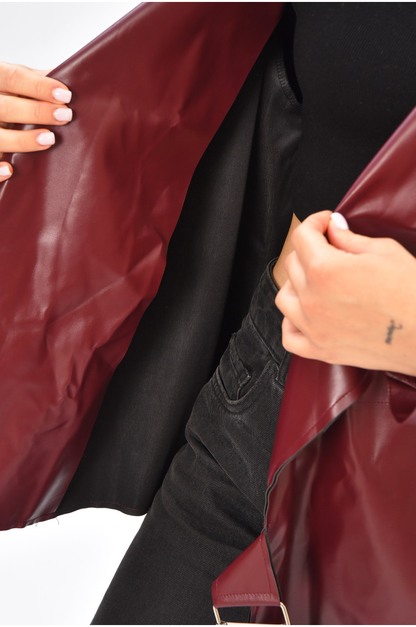 Жіноча куртка з еко шкіри бордового кольору 9316 205286 Жіноча куртка з еко шкіри бордового кольору 9316 205286