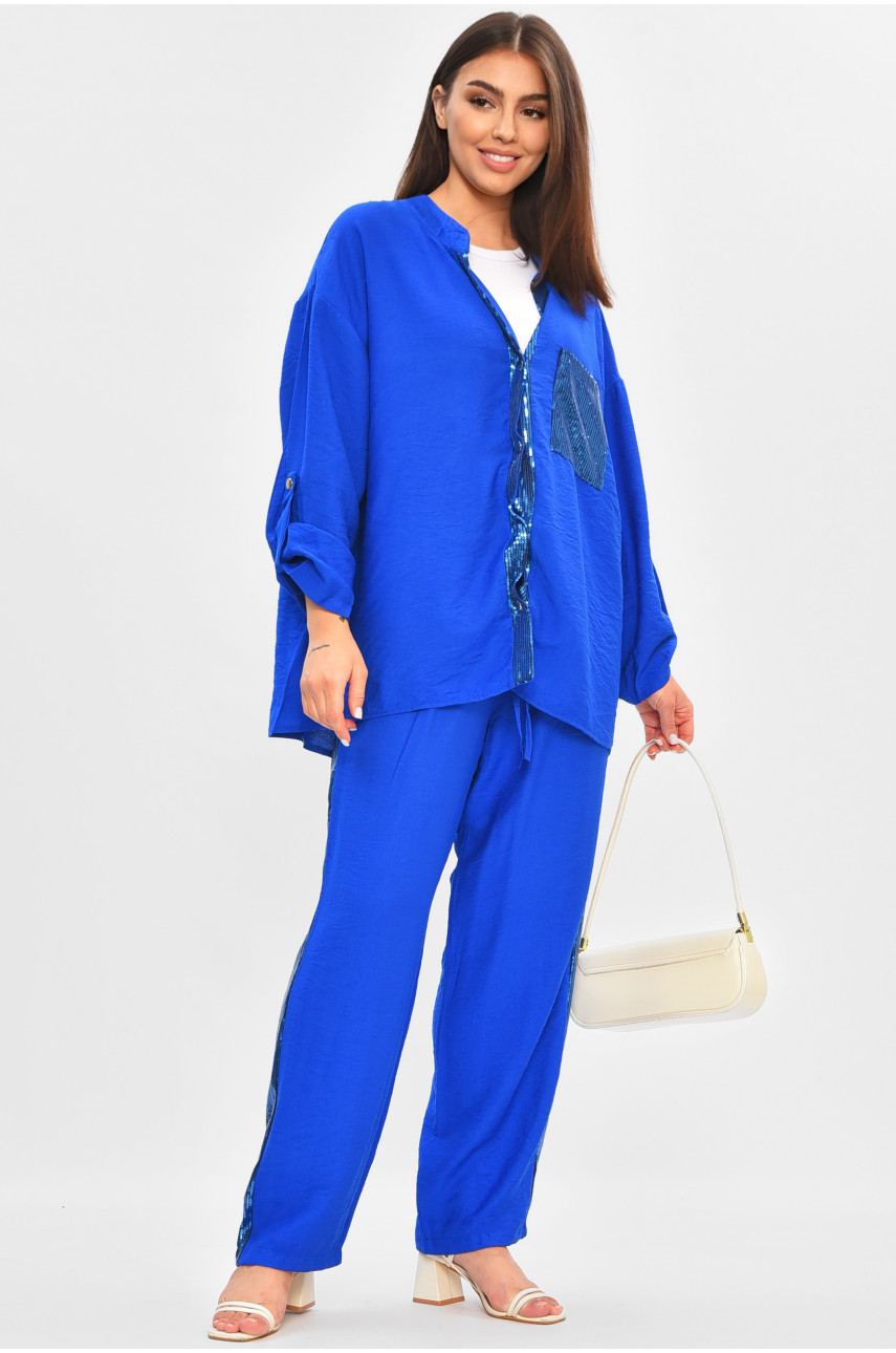 Костюм женский тёмно-синего цвета с пайетками 9340 205287