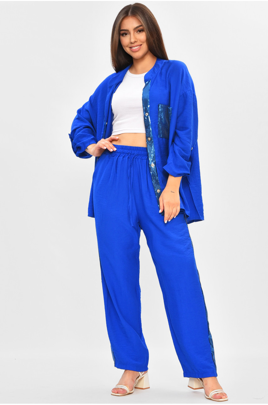 Костюм женский тёмно-синего цвета с пайетками 9340 205287