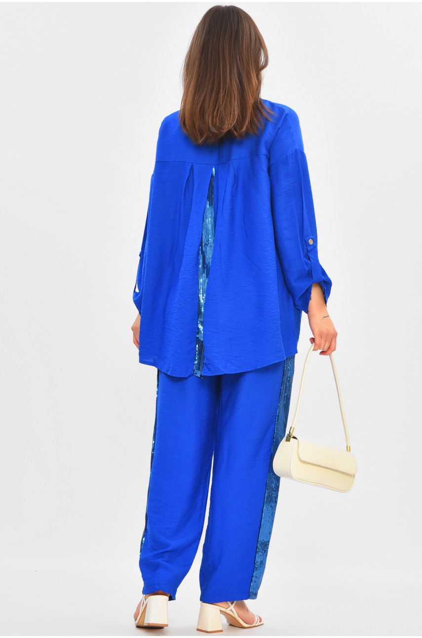 Костюм женский тёмно-синего цвета с пайетками 9340 205287