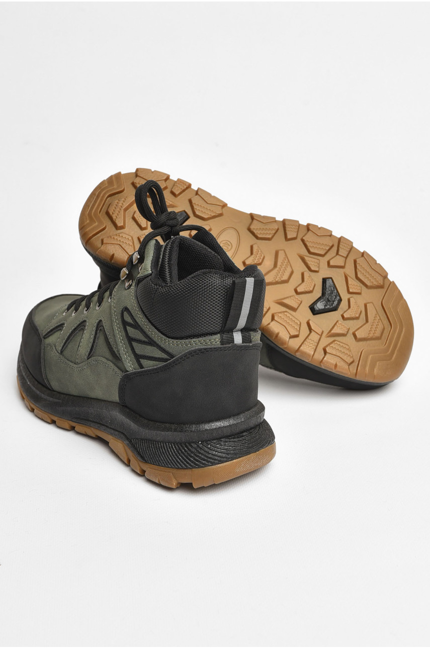 Черевики чоловічі зимові на хутрі темно-зеленого кольору YB10608-3 205292