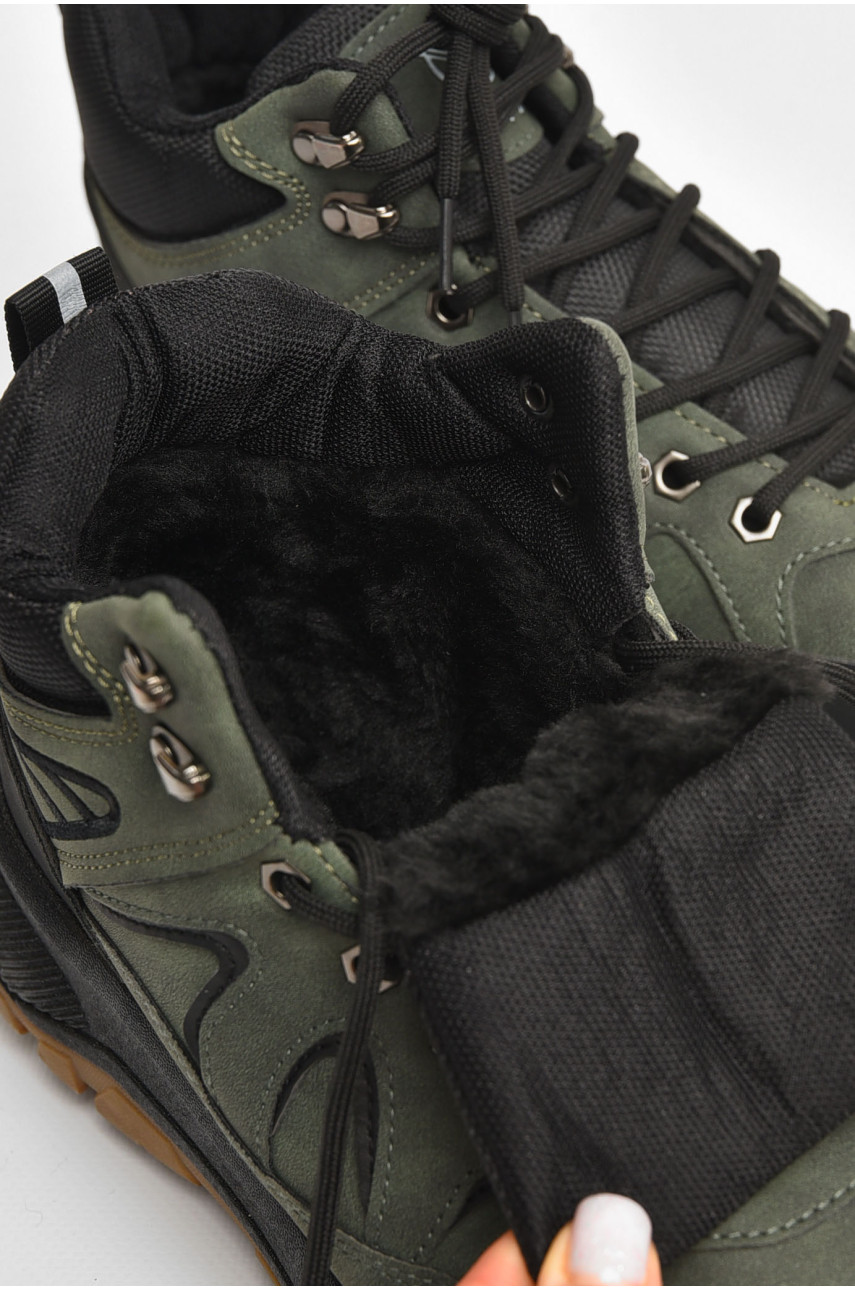 Черевики чоловічі зимові на хутрі темно-зеленого кольору YB10608-3 205292