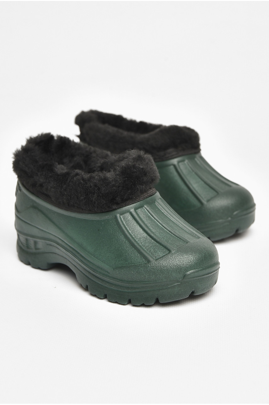 Галоші дитячі на флісі темно-зеленого кольору 2835 ежик 205323