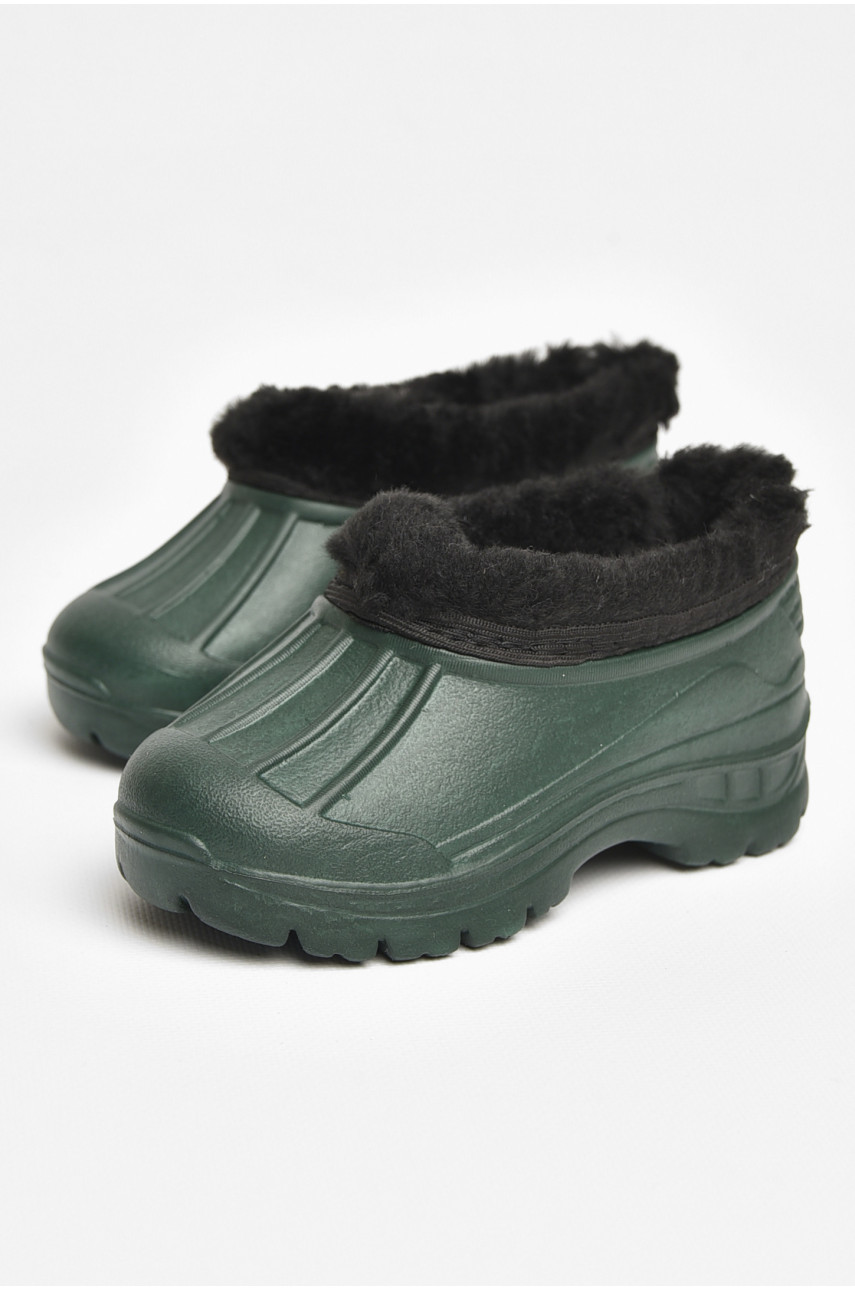 Галоші дитячі на флісі темно-зеленого кольору 2835 ежик 205323