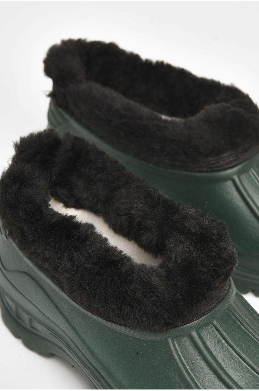Галоші дитячі на флісі темно-зеленого кольору 2835 ежик 205323