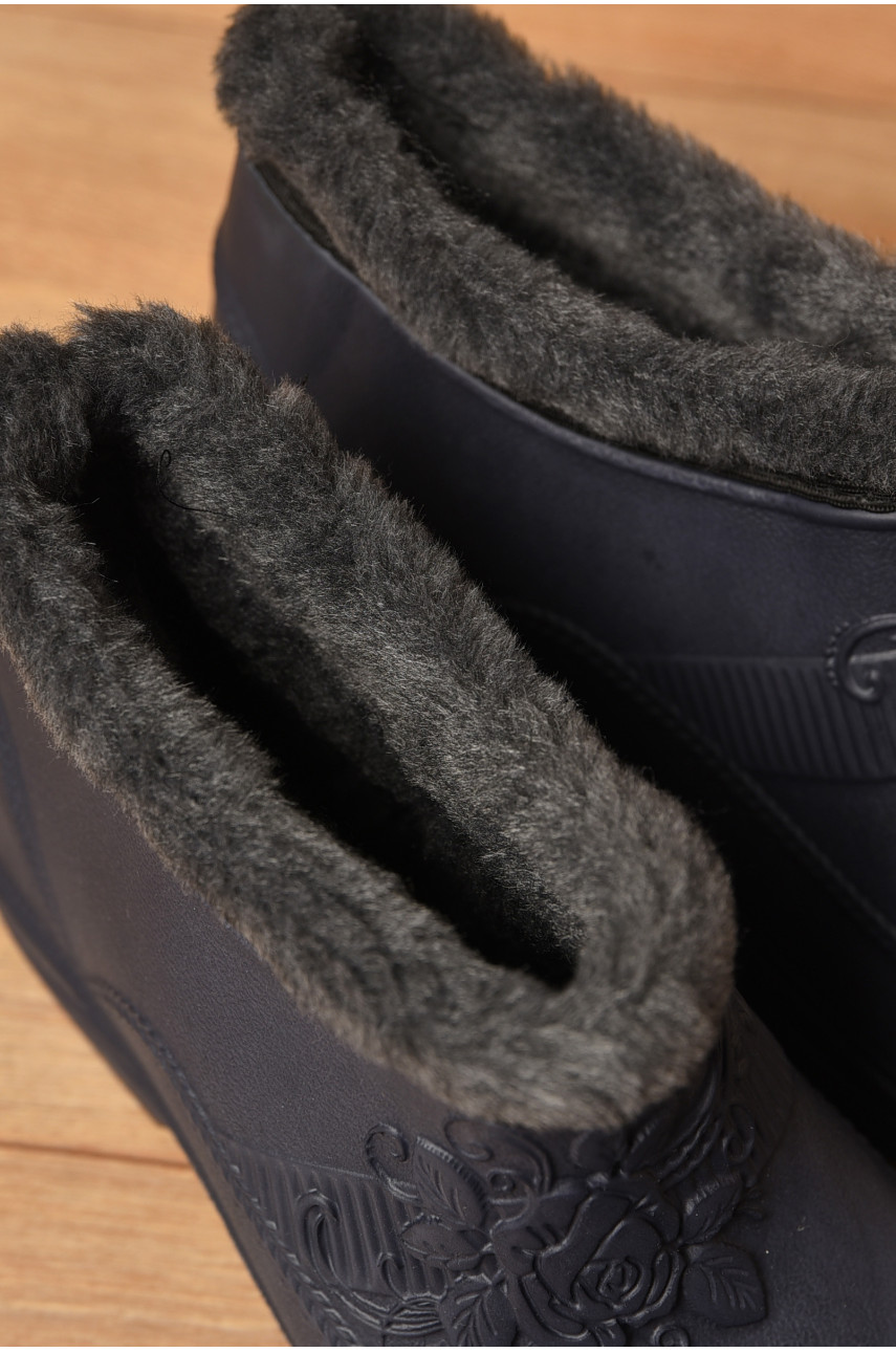 Калоші жіночі на хутрі синього кольору квітка 205380 Калоші жіночі на хутрі синього кольору квітка 205380