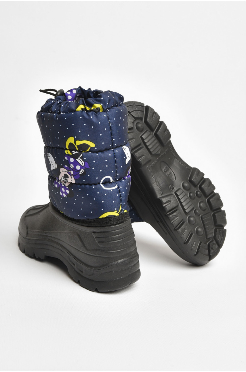 Дутики дитячі зима на хутрі темно-синього кольору микки 205418