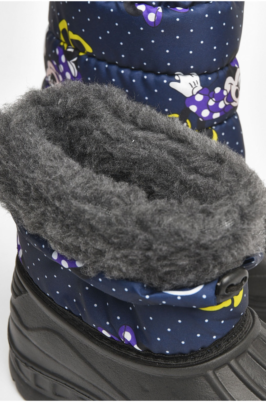 Дутики дитячі зима на хутрі темно-синього кольору микки 205418