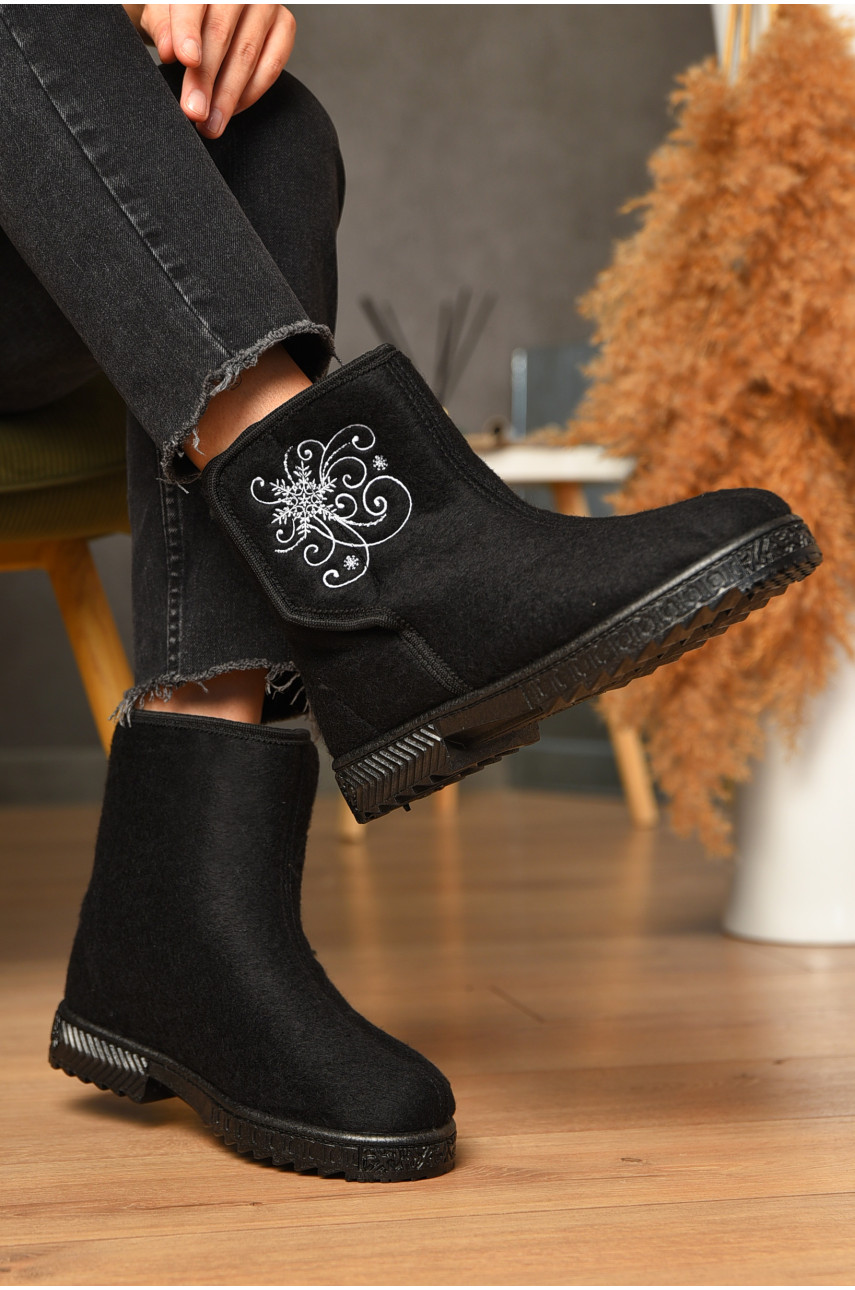 Бурки женские на меху черного цвета 7810-2в 205423