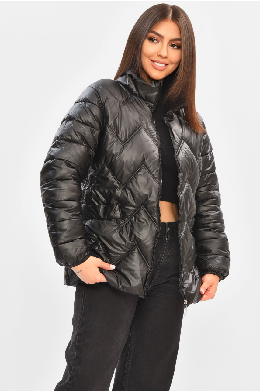 Куртка жіноча демісезонна чорного кольору 226 205426