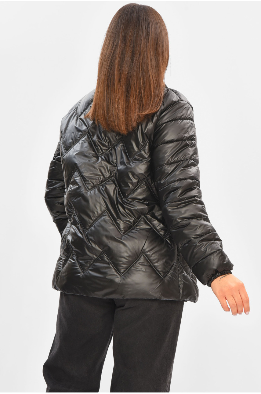 Куртка жіноча демісезонна чорного кольору 226 205426 Куртка жіноча демісезонна чорного кольору 226 205426