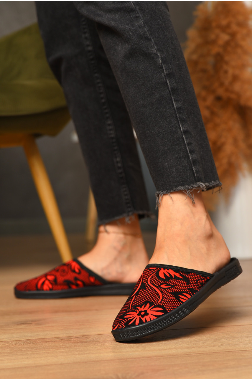 Капці жіночі червоного кольору Ебіас квітка 205434
