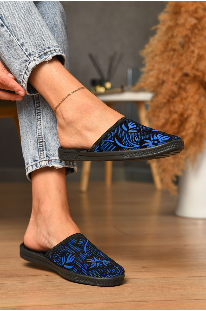 Капці жіночі синього кольору Ебіас квітка 205435