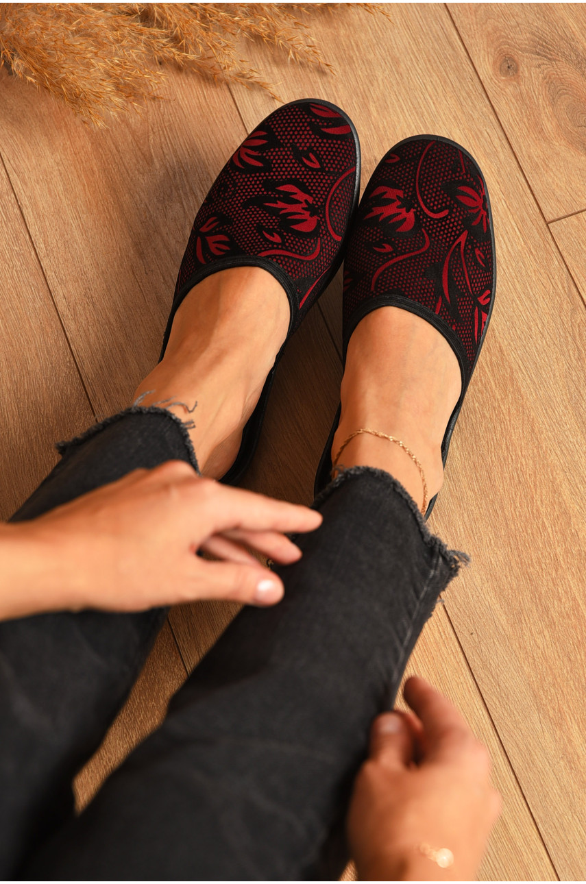 Капці жіночі бордового кольору Ебіас квітка 205436