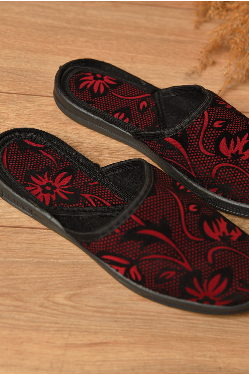 Тапочки женские бордового цвета Ебіас квітка 205436
