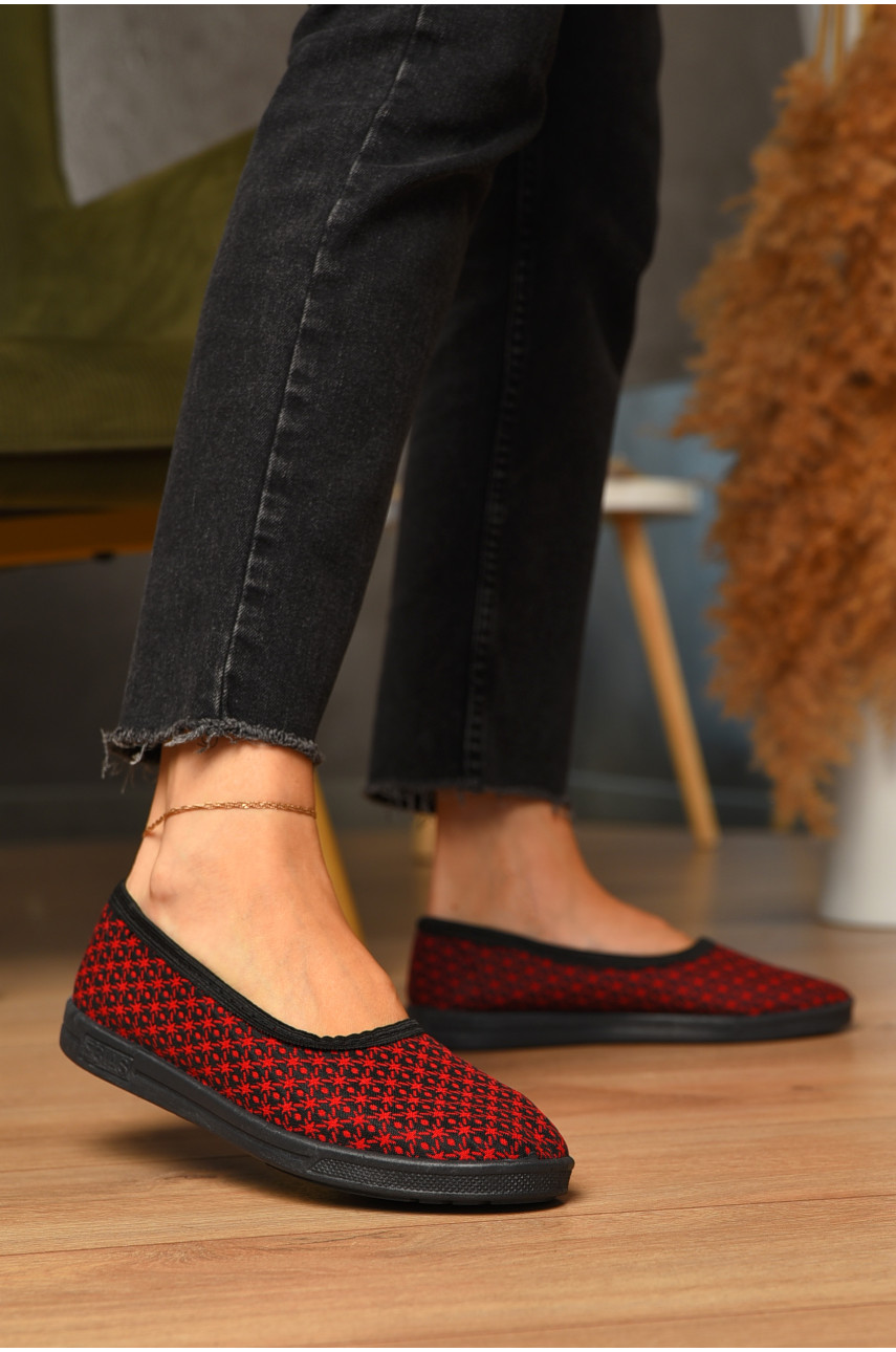 Капці жіночі темно-червоного кольору Ебіас лодочка 205445