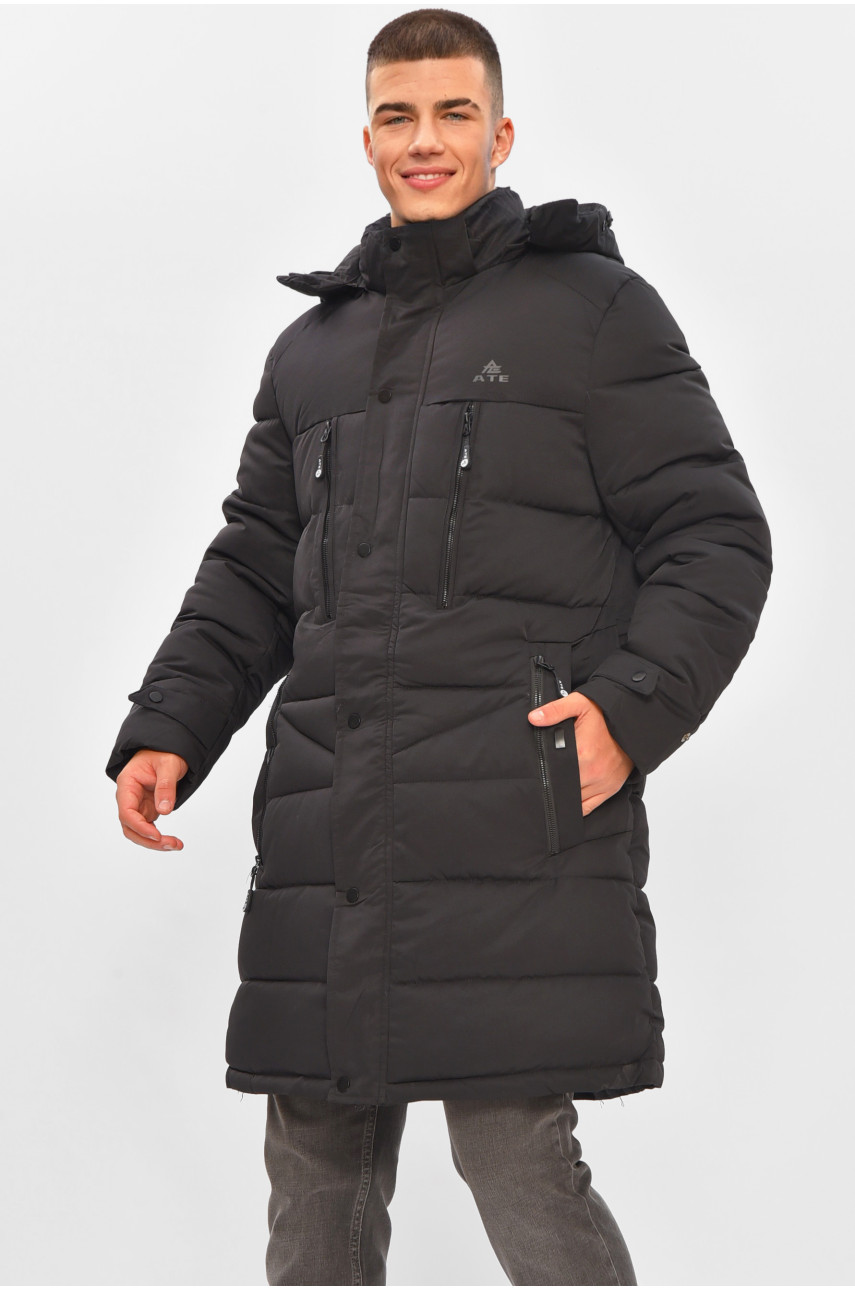 Куртка мужская удлиненная еврозима черного цвета 869 205471