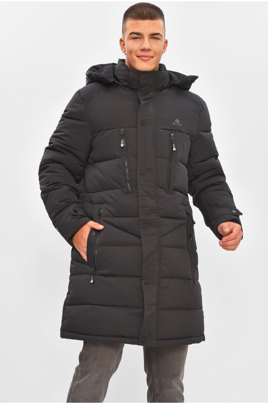 Куртка мужская удлиненная еврозима черного цвета 869 205471