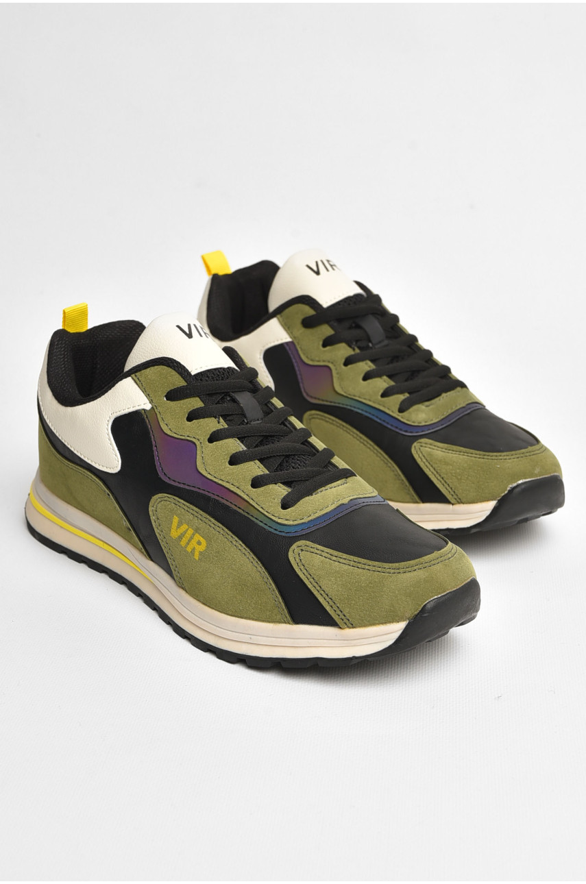 Кроссовки мужские цвета хаки на шнуровке 8956А-6 205473