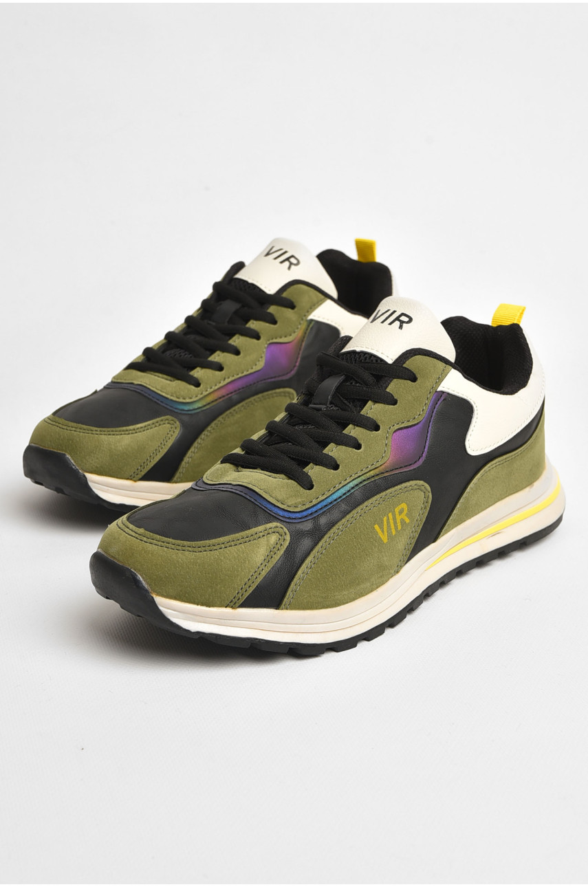 Кроссовки мужские цвета хаки на шнуровке 8956А-6 205473