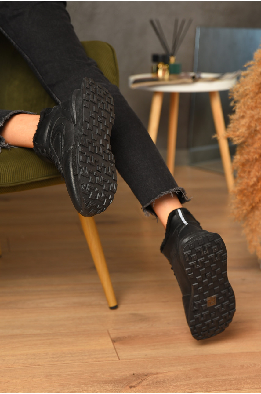 Кроссовки женские на меху черного цвета м97-1 205478