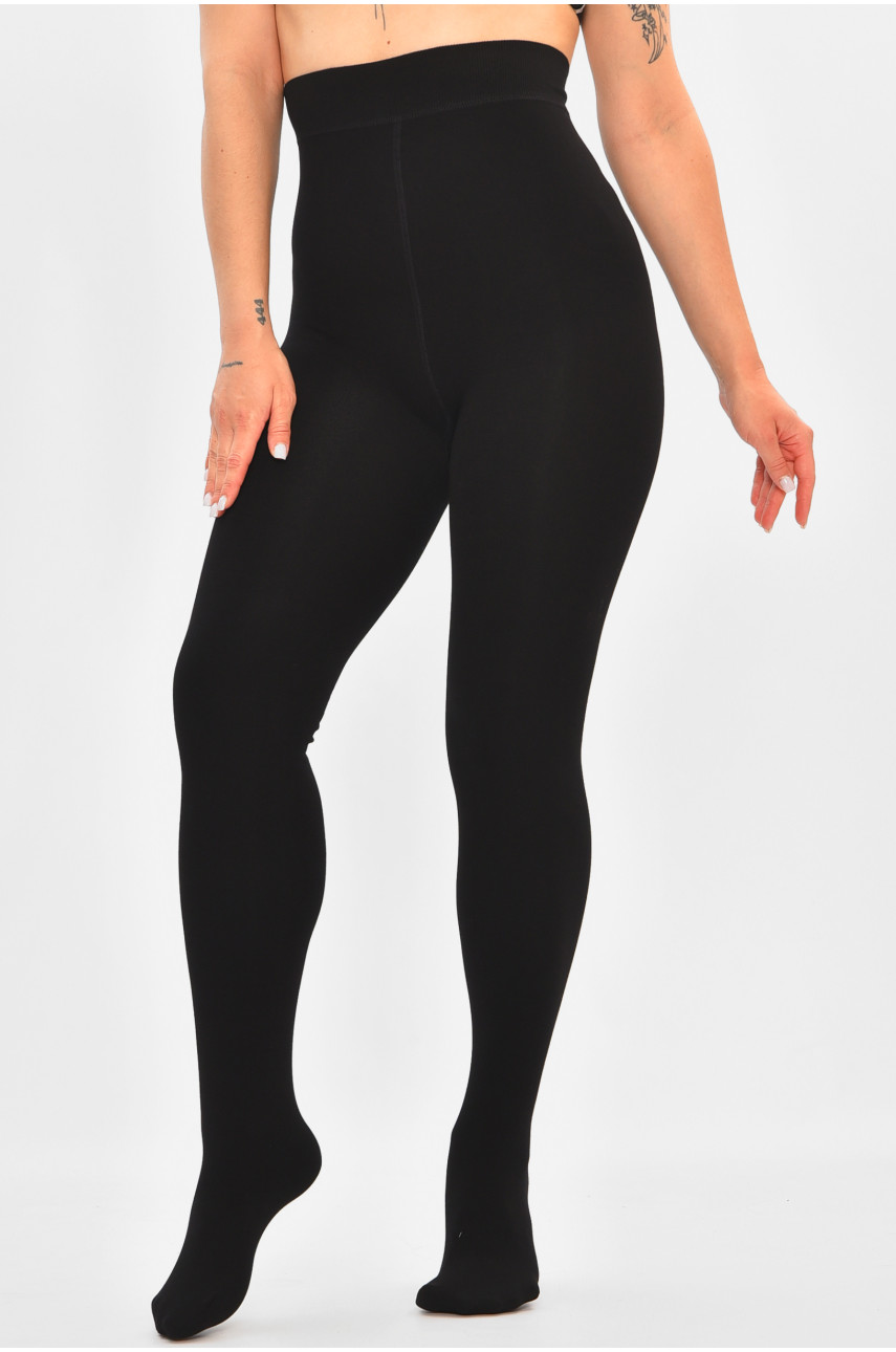 Колготки женские на искусственном меху  черного цвета 280 205480