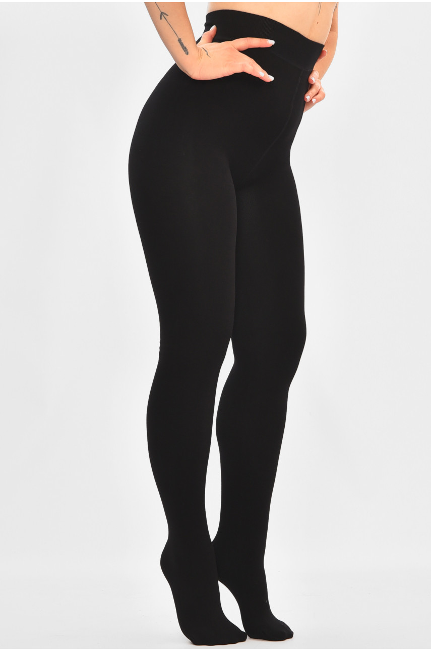 Колготки женские на искусственном меху  черного цвета 280 205480