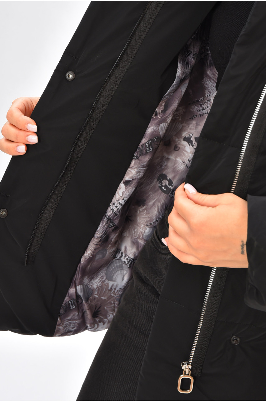 Куртка жіноча демісезонна чорного кольору 268 205483 Куртка жіноча демісезонна чорного кольору 268 205483