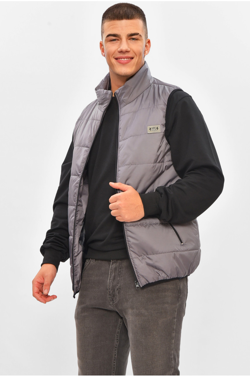 Жилетка мужская демисезонная серого цвета 014 205484