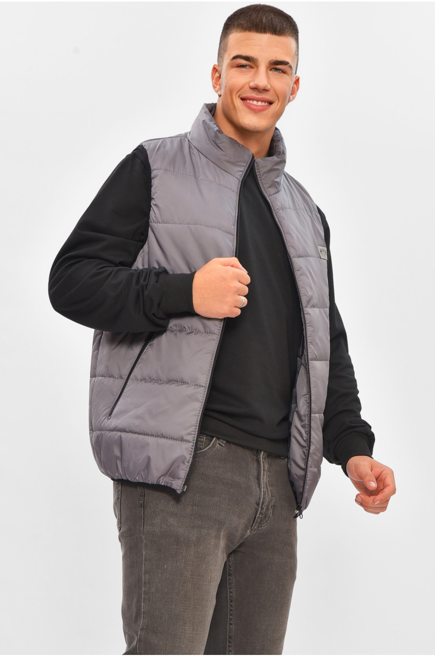 Жилетка мужская демисезонная серого цвета 014 205484