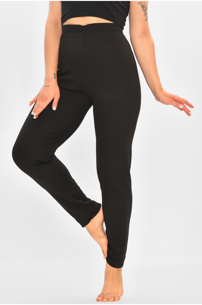 Лосины женские батальные на флисе черного цвета 0052 205490