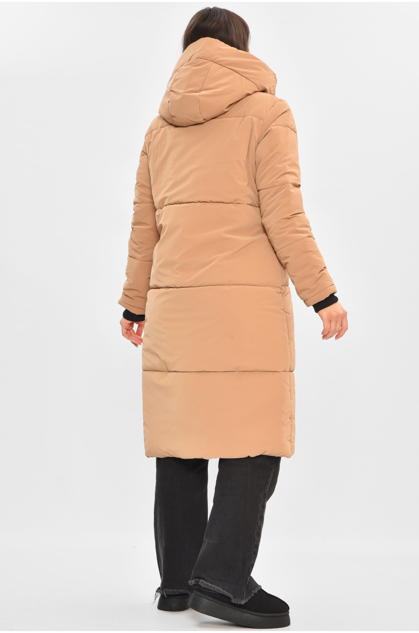 Куртка жіноча подовжена демісезонна коричневого кольору 322 205498 Куртка жіноча подовжена демісезонна коричневого кольору 322 205498