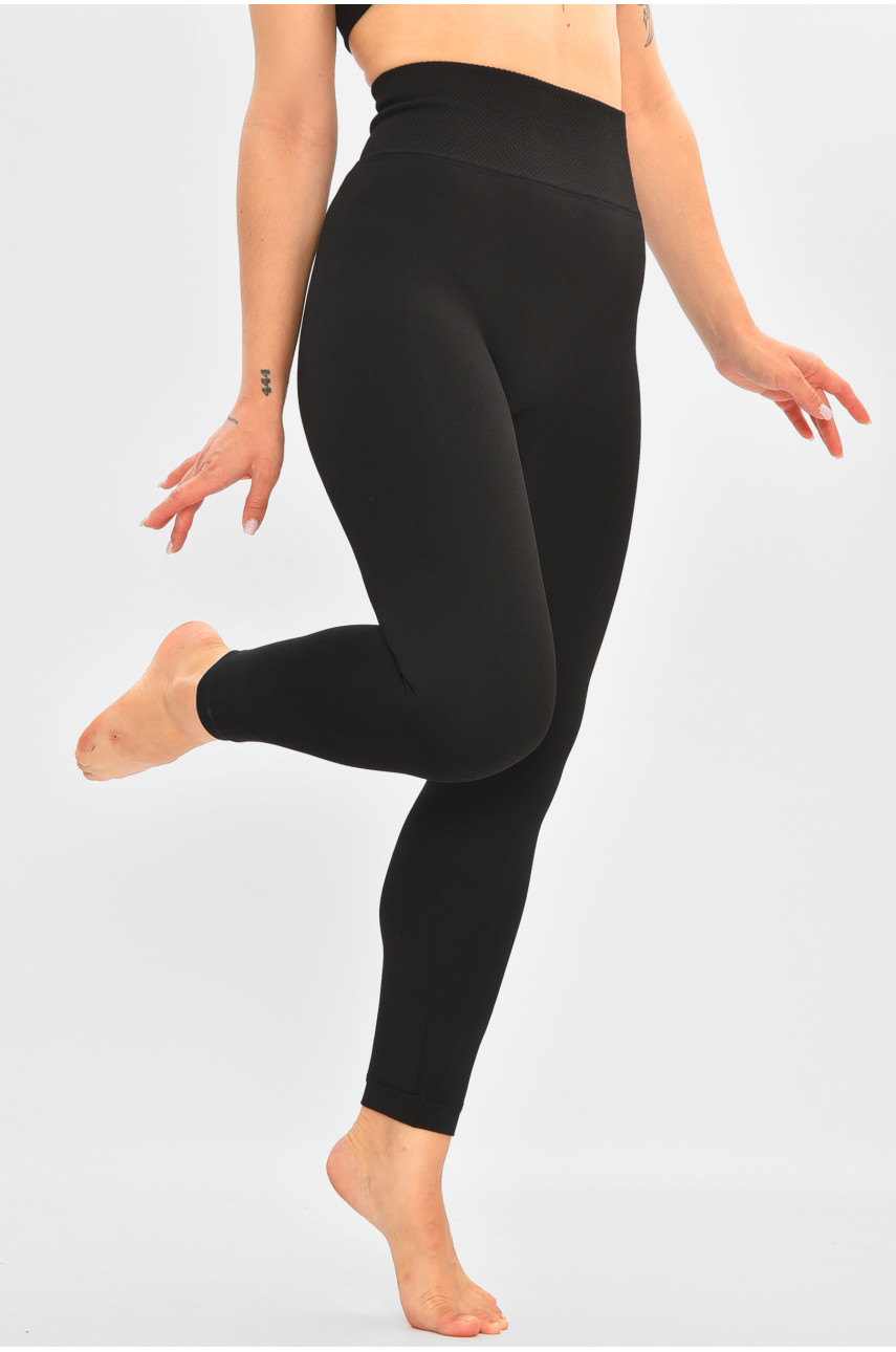 Лосины женские на искусственном меху черного цвета 2010 205505