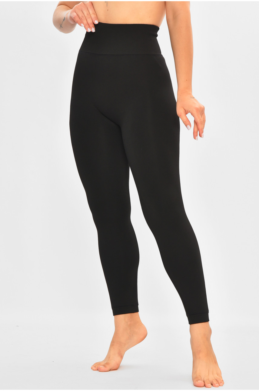 Лосины женские на искусственном меху черного цвета 2010 205505