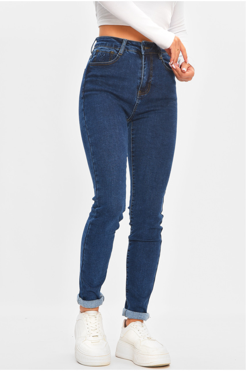 Джинсы женские утепленные синего цвета 7152 205506 Джинсы женские утепленные синего цвета 7152 205506