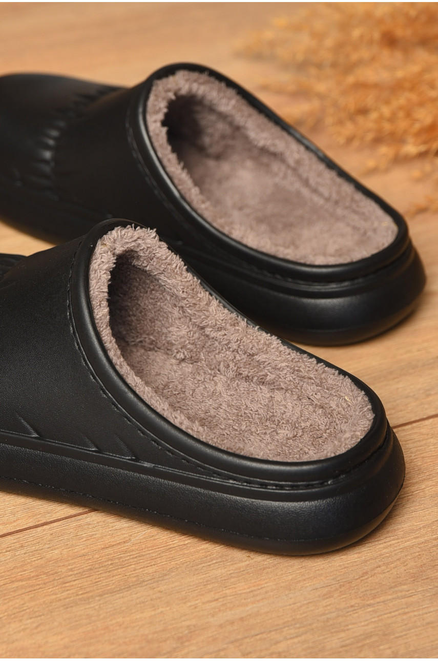 Калоші жіночі без задника утеплені чорного кольору С-114 205558