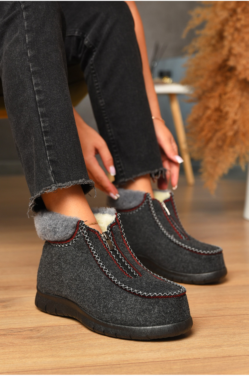 Бурки женские на меху темно-серого цвета 3101 205587