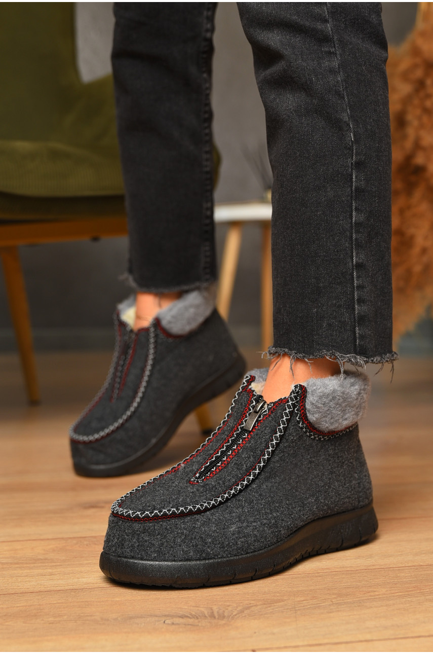 Бурки женские на меху темно-серого цвета 3101 205587