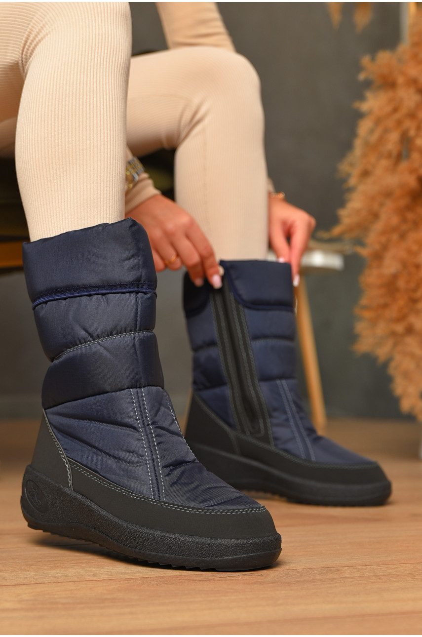 Дутики женские на меху темно-синего цвета 503 205601