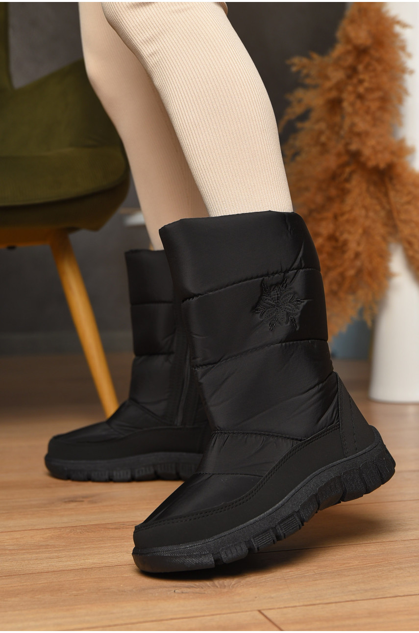 Дутики женские на меху черного цвета 303 205603