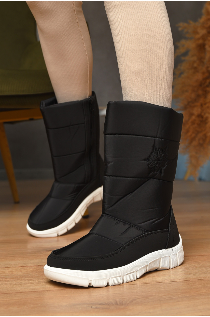 Дутики женские на меху черно-белого цвета 303 205604