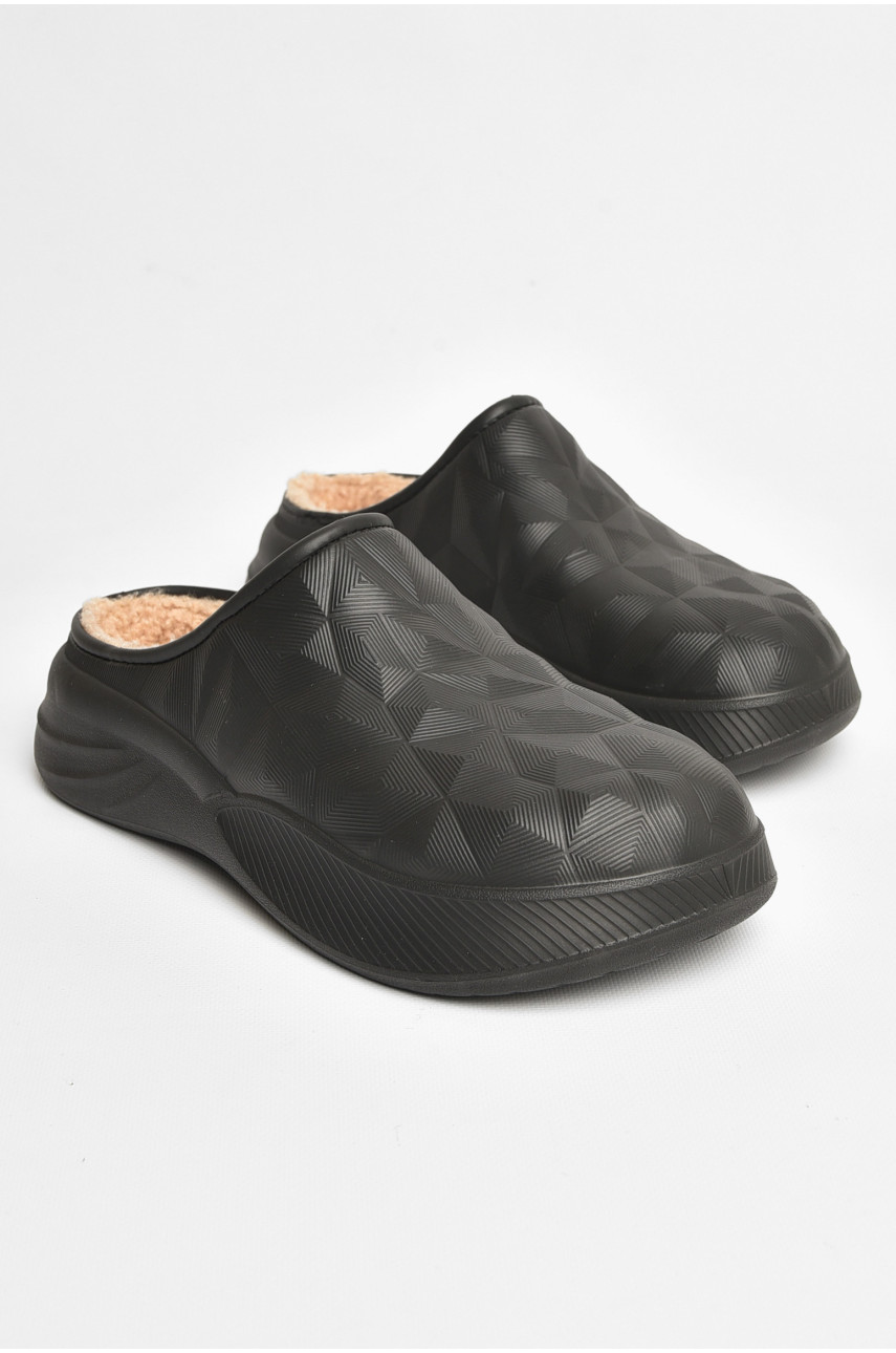 Сабо мужские на меху черного цвета 803 205612