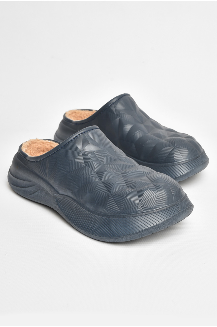 Сабо мужские на меху темно-синего цвета 803 205613