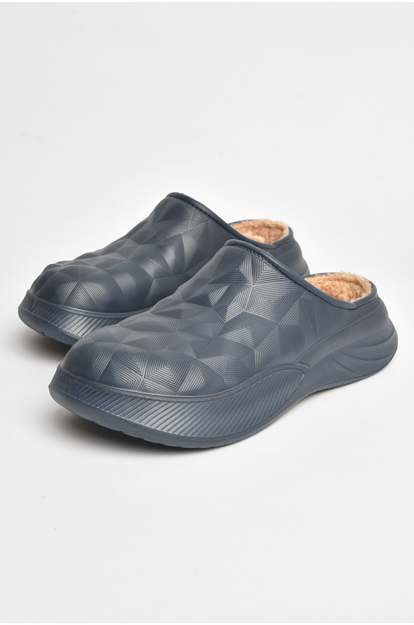 Сабо мужские на меху темно-синего цвета 803 205613