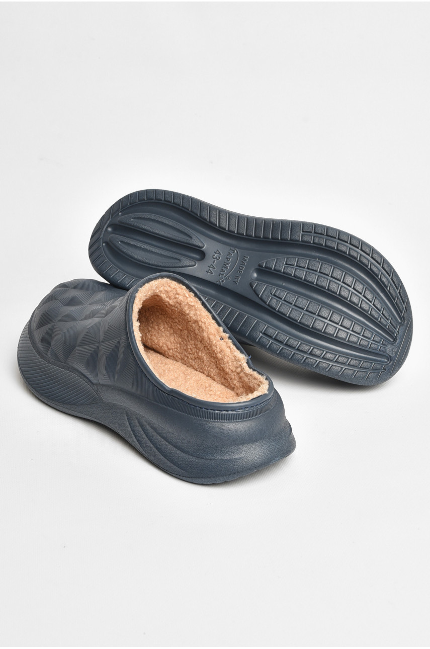 Сабо мужские на меху темно-синего цвета 803 205613