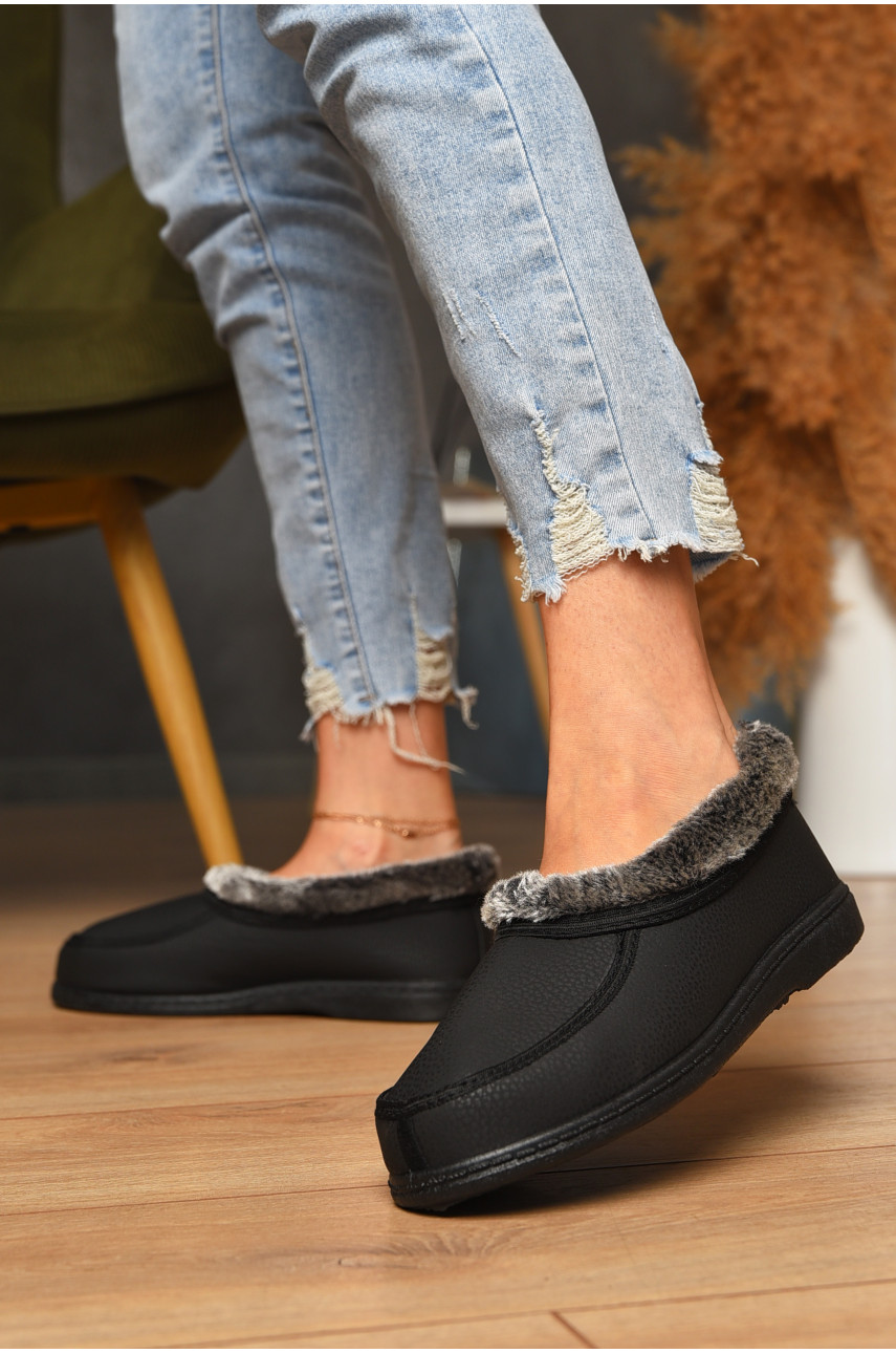 Капці жіночі на хутрі чорного кольору G-039 205614