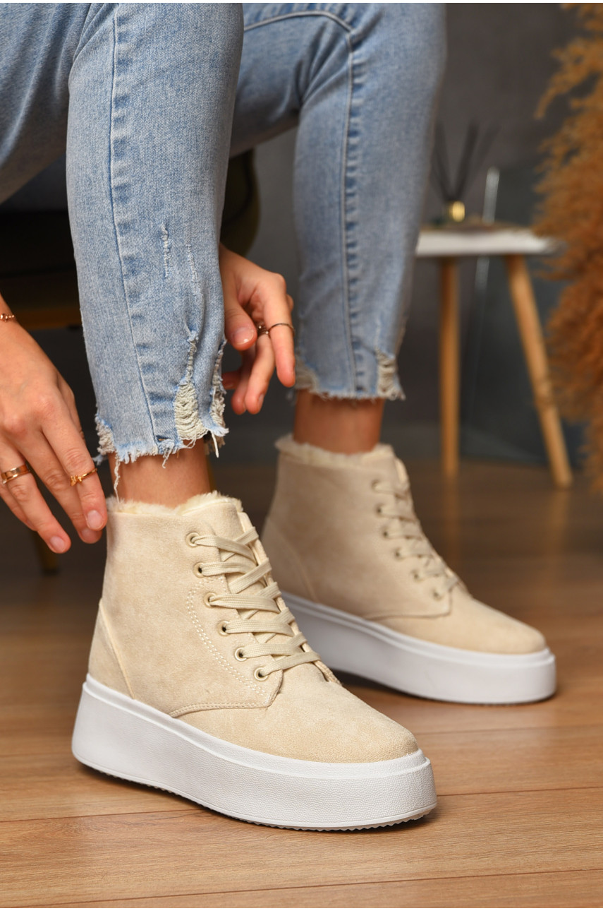 Ботинки женские зимние молочного цвета 2024-19-4 205617