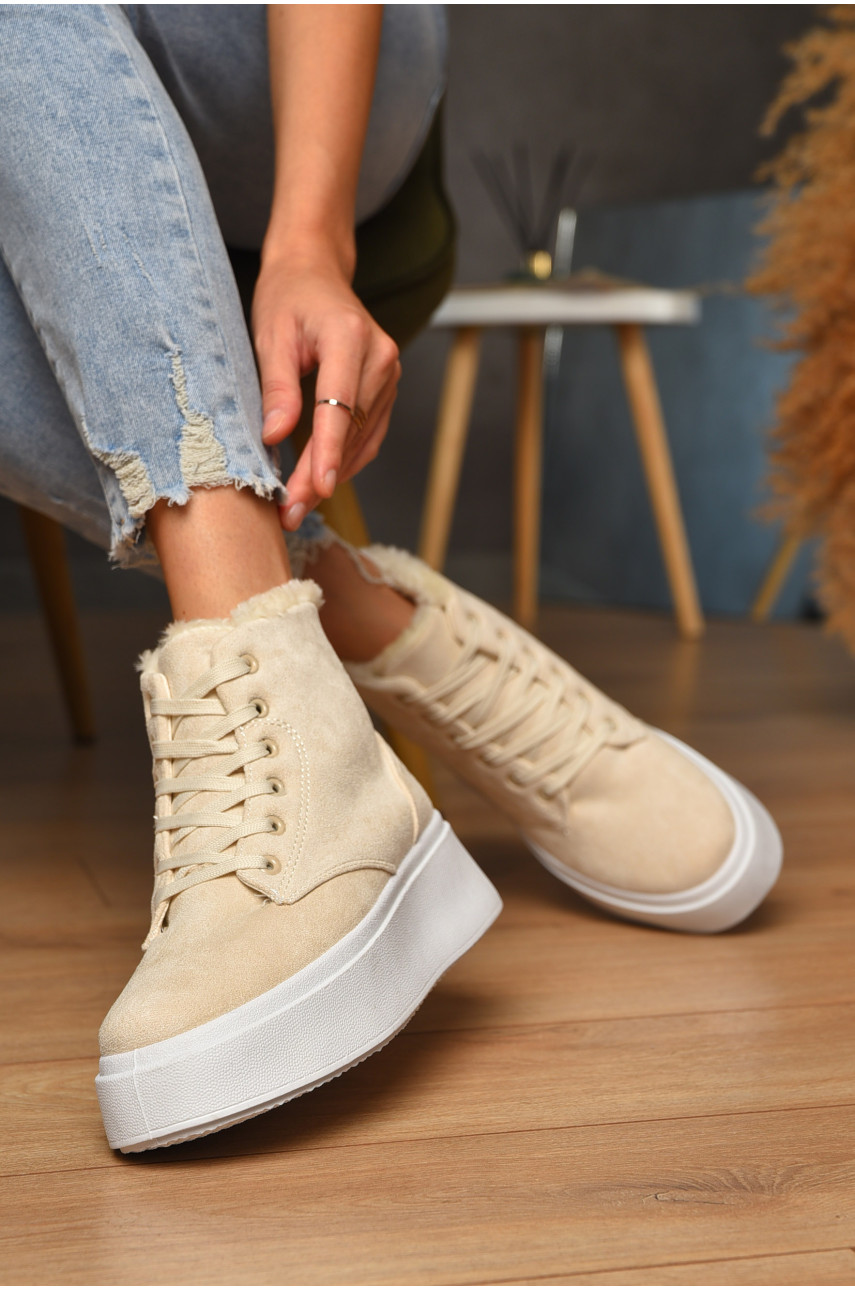 Ботинки женские зимние молочного цвета 2024-19-4 205617