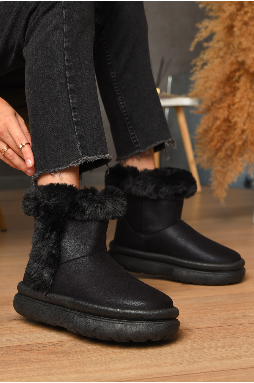 Уггі жіночі на хутрі чорного кольору 2024-57-1 205619